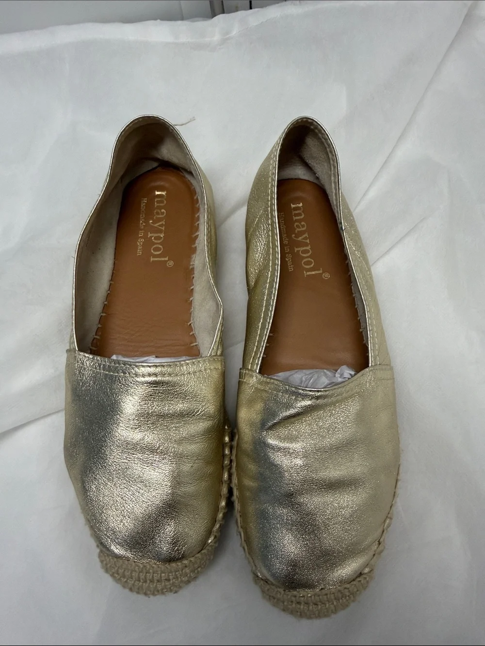 Maypol Metallic Gold Espadrille Slip-Ons for Women